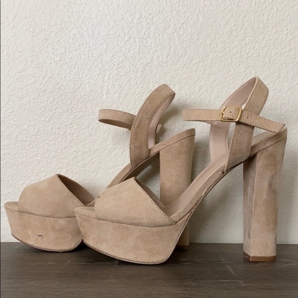Aldo Tan suede platforms Light Tan Ultra High - Picture 4 of 6
